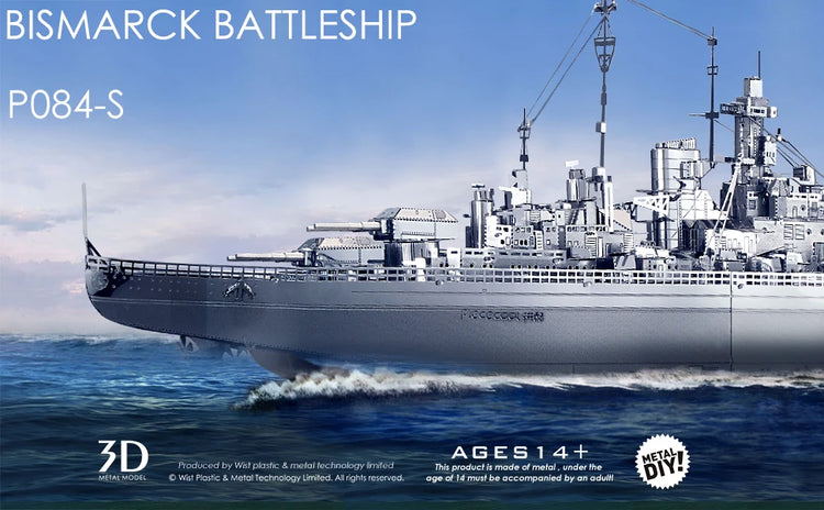 Battleship Bismarck 3D metal puzzle by Piececool – military DIY model kit for adults and teens