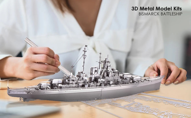 Battleship Bismarck 3D metal puzzle by Piececool – military DIY model kit for adults and teens
