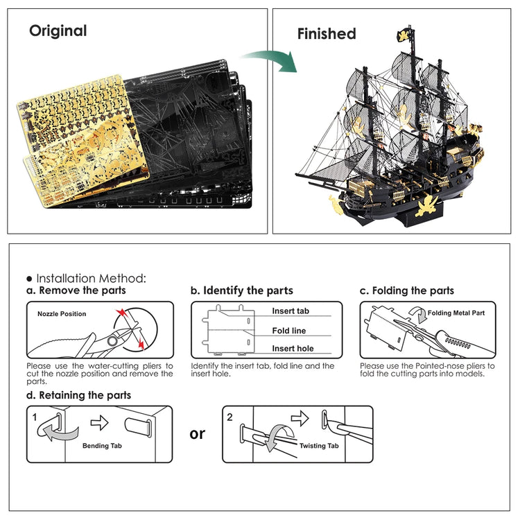 Piececool Pirate Ship 3D metal puzzle collection – legendary sailing model kits for adults and teens