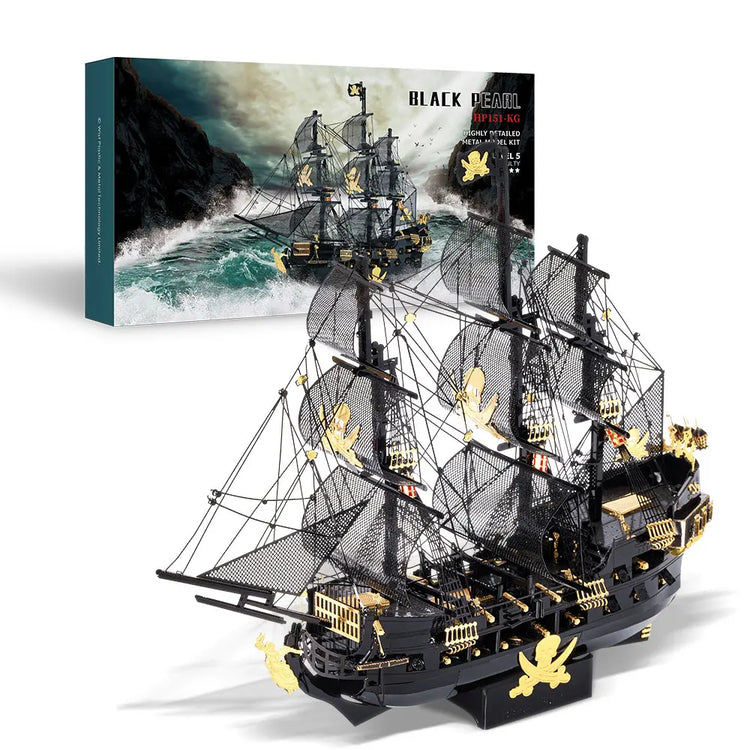 Black Pearl Pirate Ship 3D metal puzzle by Piececool – DIY model kit for teens and adults