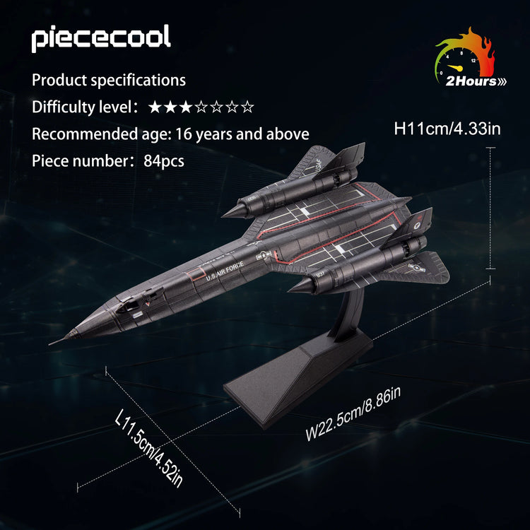 Blackbird Aircraft 3D metal puzzle by Piececool – reconnaissance model kit for teens and adults