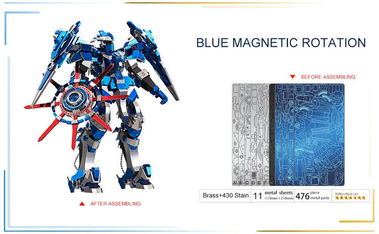 Blue Magnetic Rotation 3D metal puzzle by Piececool – DIY model kit for teens and adults