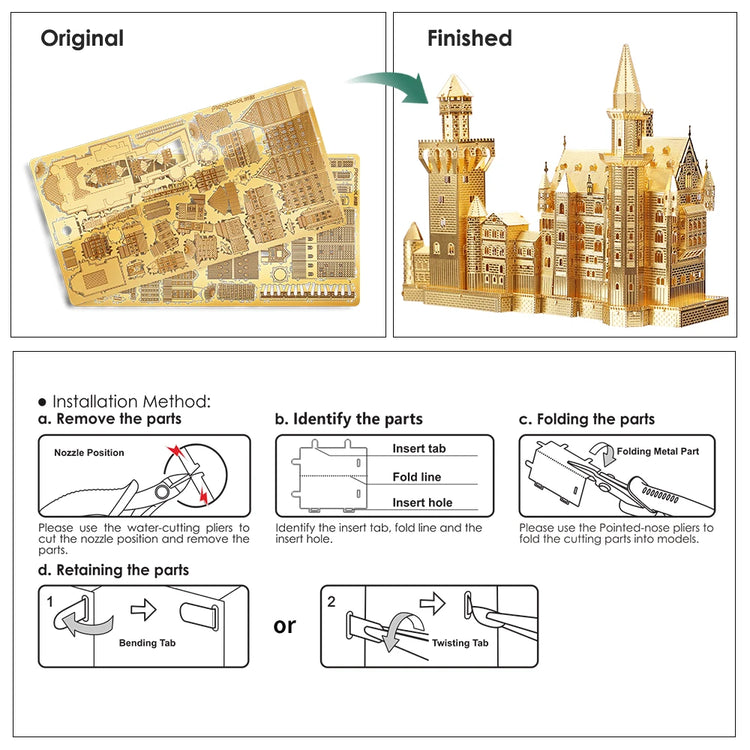 Castle 3D metal puzzle by Piececool – elegant architectural DIY model kit for teens and adults
