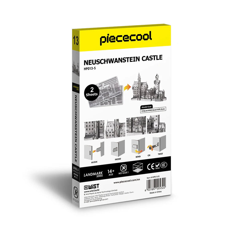 Castle 3D metal puzzle by Piececool – elegant architectural DIY model kit for teens and adults