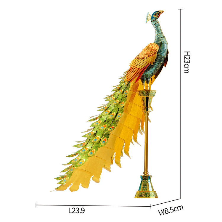 Colorful Peacock 3D metal puzzle by Piececool – DIY model kit for adults