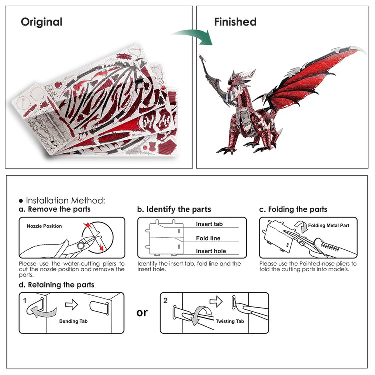 Piececool Dragon Series 3D metal puzzle set – DIY fantasy model kits