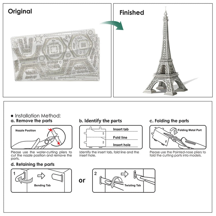 Eiffel Tower 3D metal puzzle by Piececool – DIY architectural model kit for adults and teens