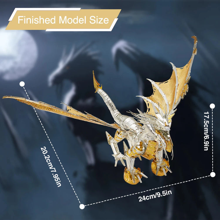 Glorystrom Gold Dragon 3D metal puzzle – Piececool DIY fantasy kit