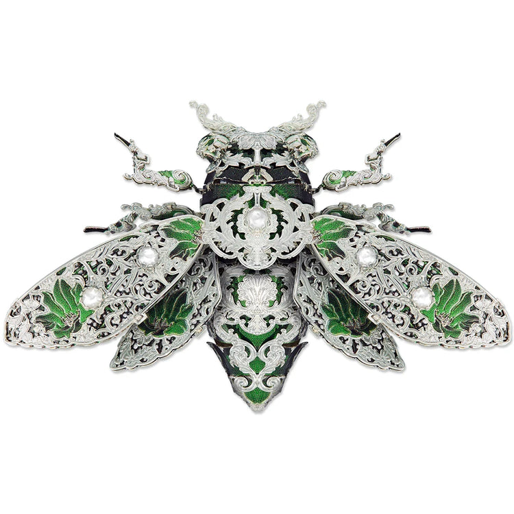 Green beetle brooch metal puzzle by Piececool – 3D DIY craft model