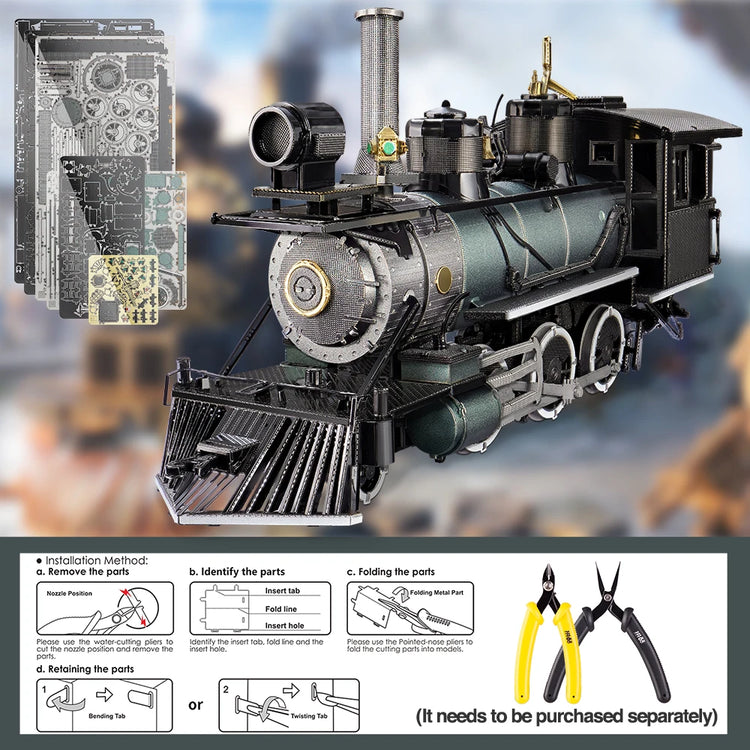 Mogul Train 3D metal puzzle by Piececool – classic locomotive model kit for adults and teens