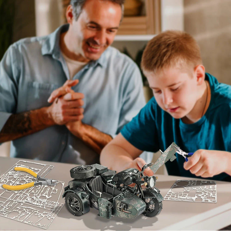 750 Military Motorcycle 3D metal puzzle by Piececool – DIY model kit for teens and adults