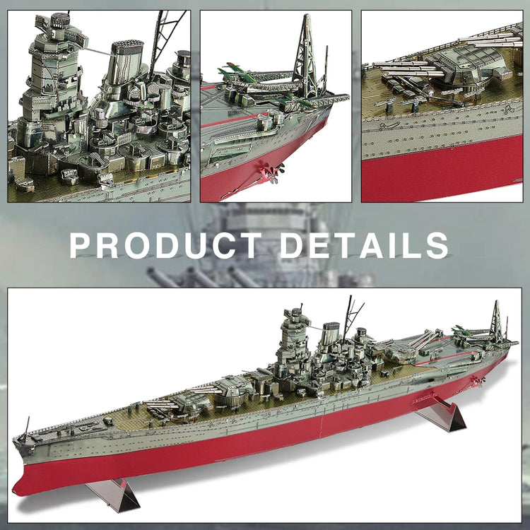 Battleship Musashi 3D metal puzzle by Piececool – military warship DIY model kit for teens and adults