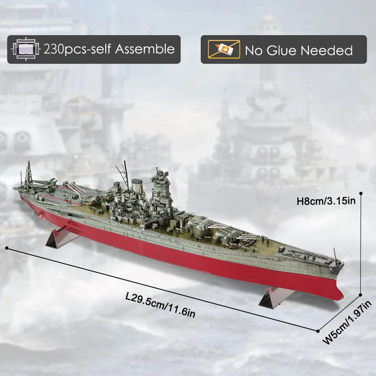 Battleship Musashi 3D metal puzzle by Piececool – military warship DIY model kit for teens and adults