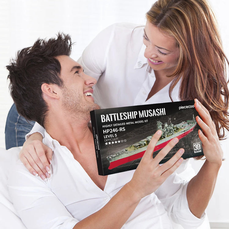 Battleship Musashi 3D metal puzzle by Piececool – military warship DIY model kit for teens and adults