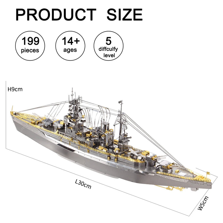 Nagato-Class Battleship 3D metal puzzle by Piececool – military DIY model kit for adults and teens