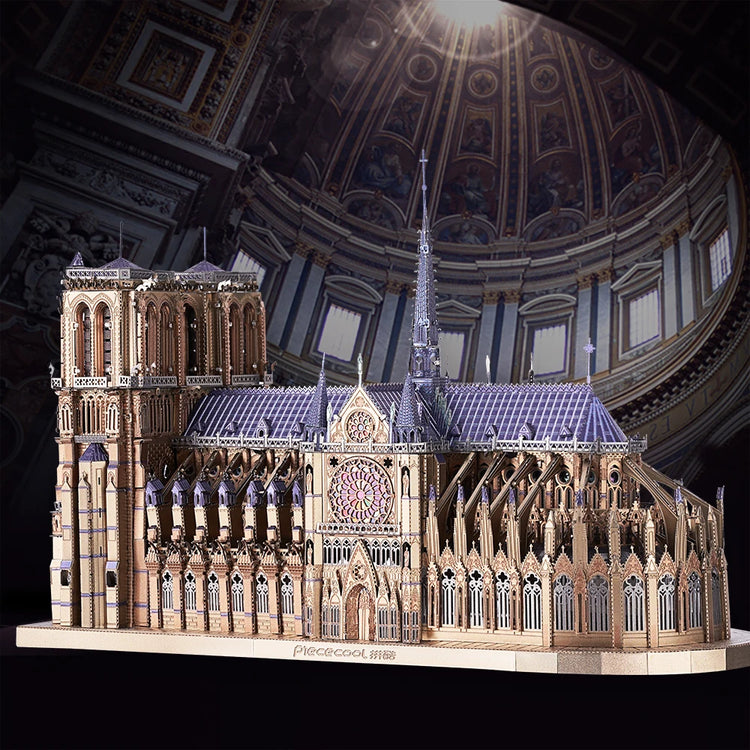 Notre Dame de Paris 3D metal puzzle by Piececool – purple DIY architectural model kit