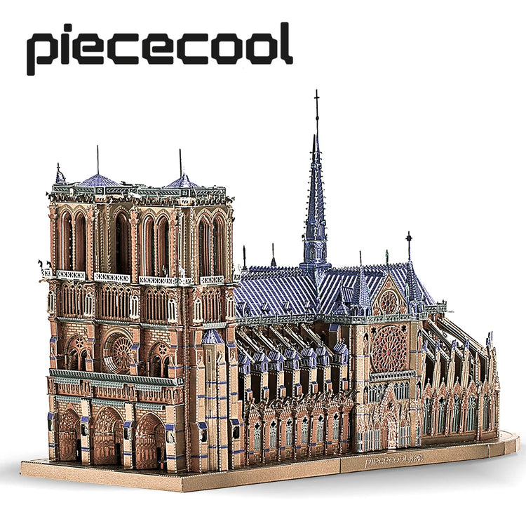Notre Dame de Paris 3D metal puzzle by Piececool – purple DIY architectural model kit