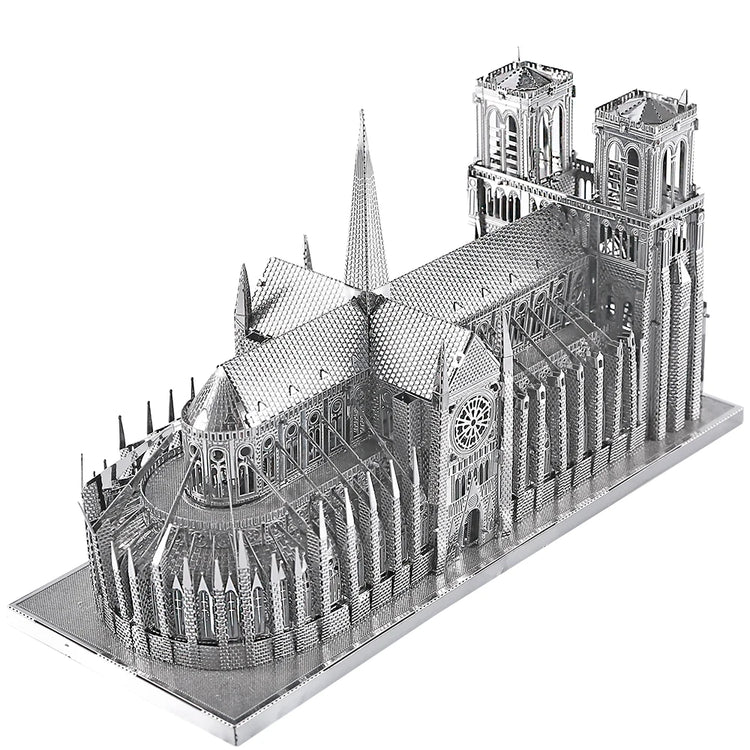 Notre Dame de Paris 3D metal puzzle by Piececool – silver DIY architectural model kit