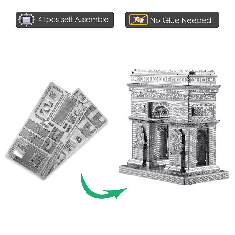 Arc de Triomphe 3D metal puzzle by Piececool – DIY architectural model kit for adults and teens