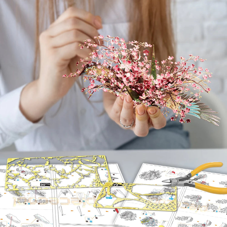 Cranes of Elegance 3D metal puzzle series by Piececool – DIY floral model kits for teens and adults