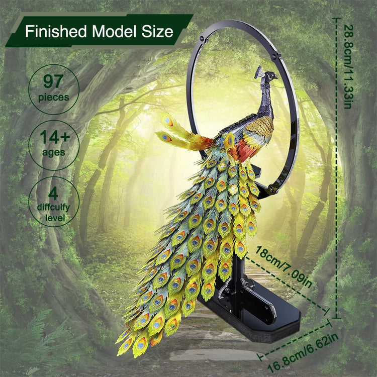 Peacock 3D metal puzzle by Piececool – DIY model kit for teens and adults