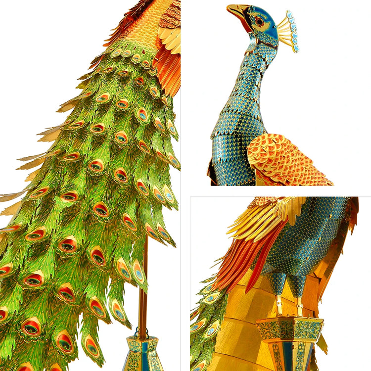 Colorful Peacock 3D metal puzzle by Piececool – DIY model kit for adults