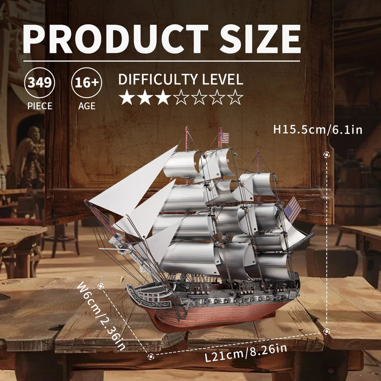 Sailing frigate 3D metal puzzle by Piececool – boat model kit for teens and adults