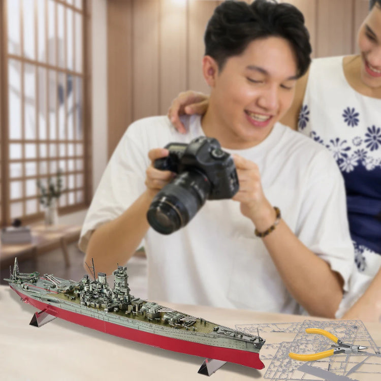 Battleship Musashi 3D metal puzzle by Piececool – military warship DIY model kit for teens and adults