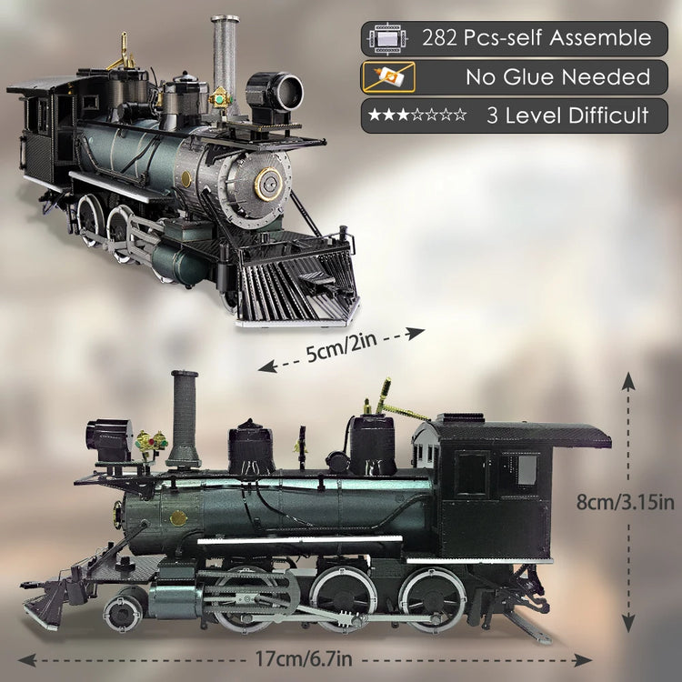 Mogul Train 3D metal puzzle by Piececool – classic locomotive model kit for adults and teens