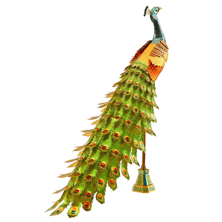 Colorful Peacock 3D metal puzzle by Piececool – DIY model kit for adults