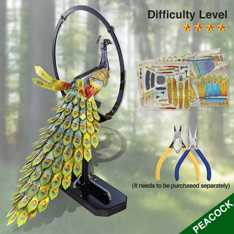 Peacock 3D metal puzzle by Piececool – DIY model kit for teens and adults