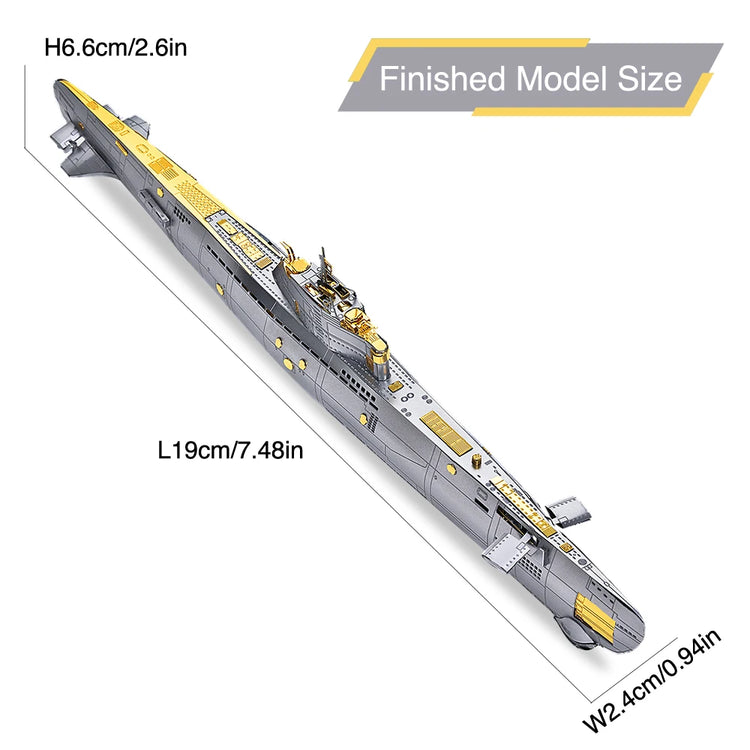 Military Submarine 3D metal puzzle by Piececool – precision DIY model kit for teens and adults