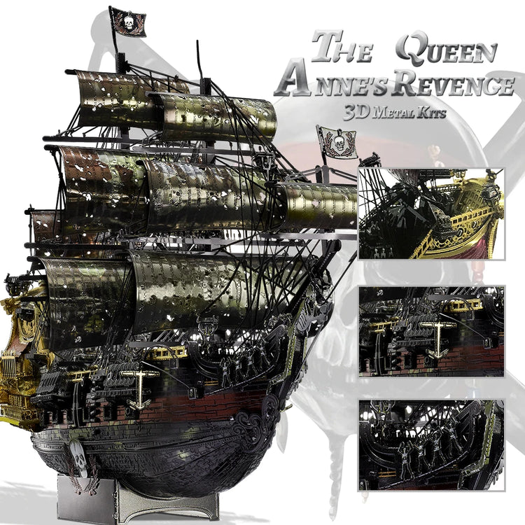 Queen Anne’s Revenge 3D metal puzzle by Piececool – pirate ship model kit for teens and adults