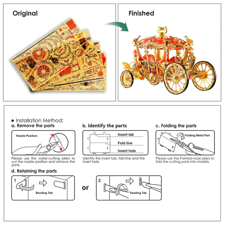 Princess Carriage 3D metal puzzle by Piececool – fantasy model kit for teens and adults