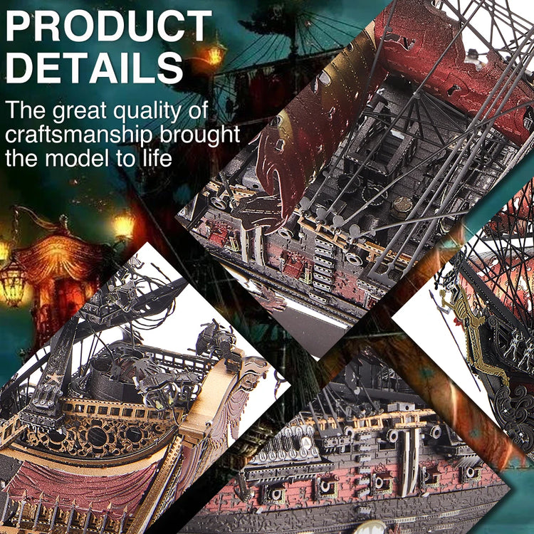 Queen Anne’s Revenge Pirate Ship 3D metal puzzle by Piececool – movie-inspired DIY model kit for adults and teens