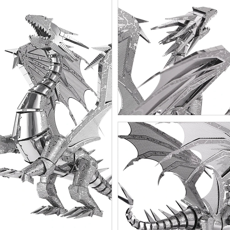 Red & Silver Dragon - Red and Silver Dragon 3D puzzle by Piececool