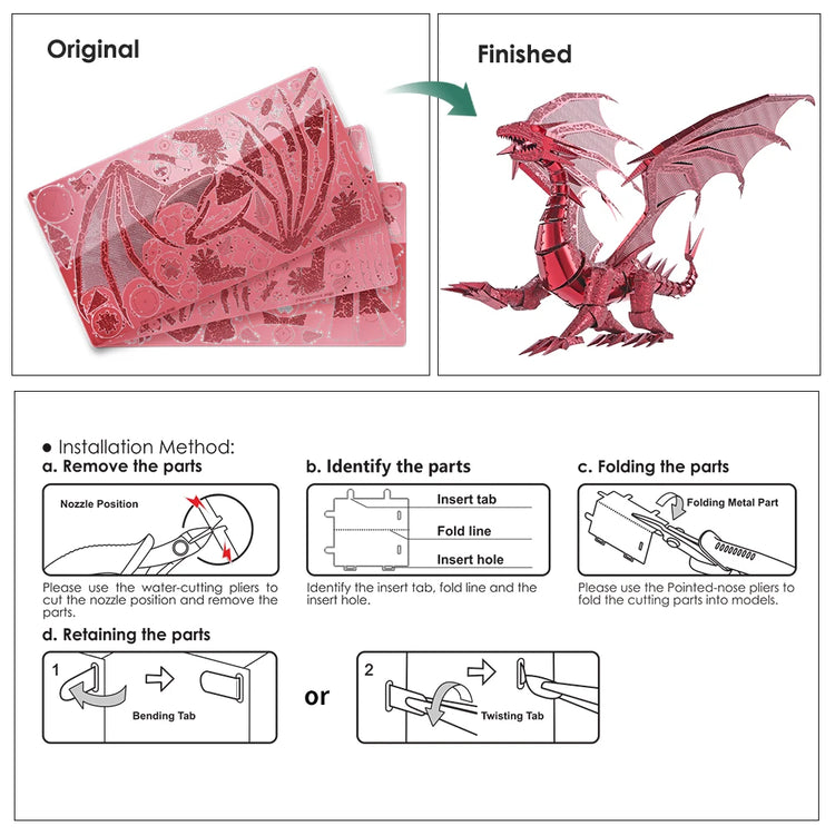 Piececool Dragon Series 3D metal puzzle set – DIY fantasy model kits