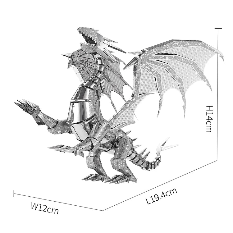silver Dragon - Red and Silver Dragon 3D puzzle by Piececool Puzzles