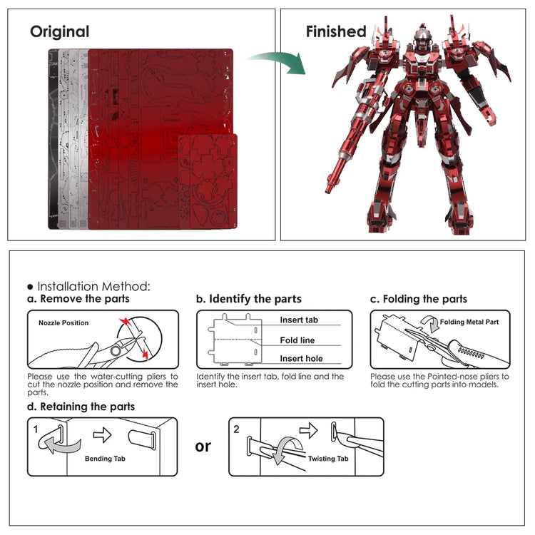Red Thunder 3D metal puzzle by Piececool – powerful DIY model kit for teens and adults