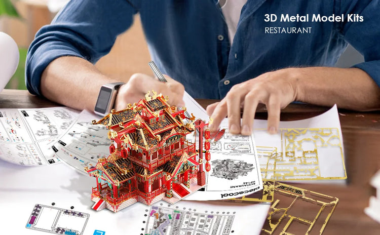 Restaurant 3D metal puzzle by Piececool – DIY architectural model kit for adults and teens