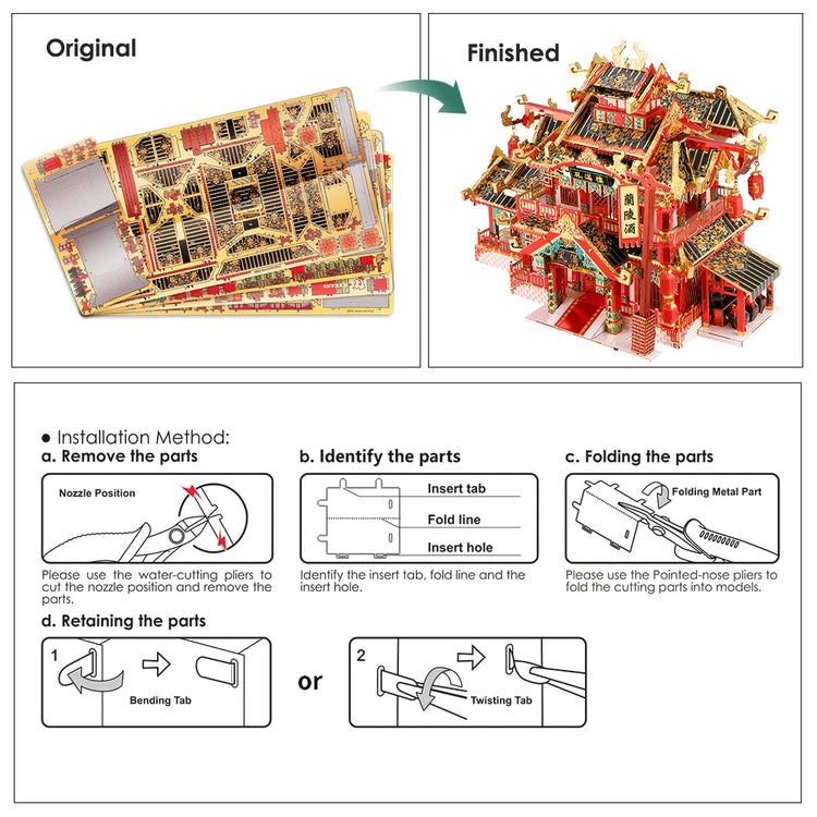 Restaurant 3D metal puzzle by Piececool – DIY architectural model kit for adults and teens