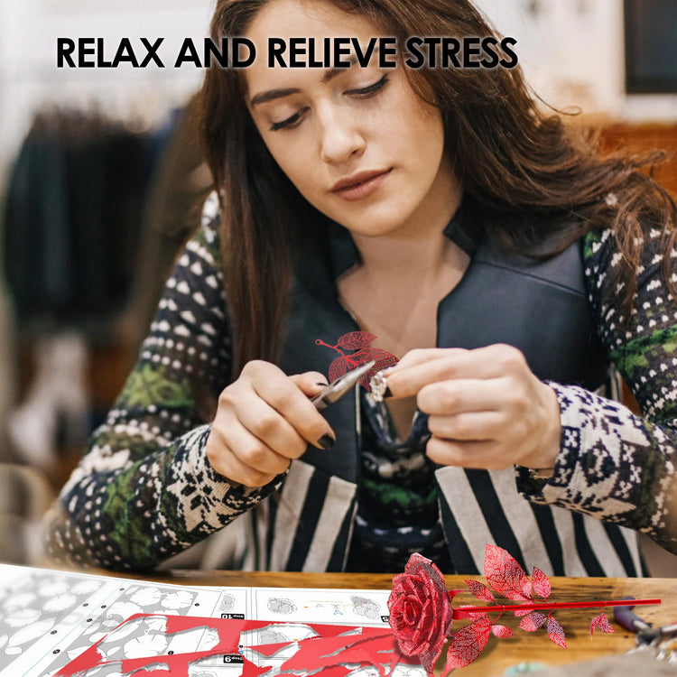 Rose 3D metal puzzle by Piececool – DIY flower model kit for adults and gift giving