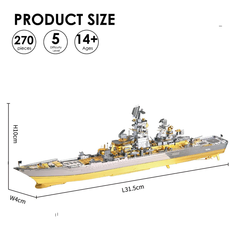 Russian Battlecruiser Pyotr 3D metal puzzle by Piececool – warship model kit for teens and adults