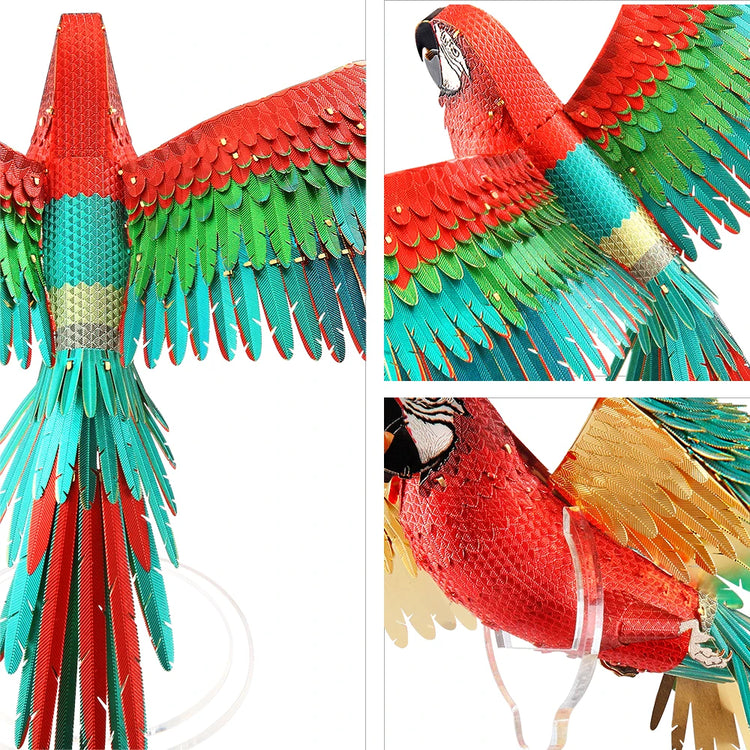 scarlet Macaw 3D metal puzzle by Piececool – DIY bird model kit