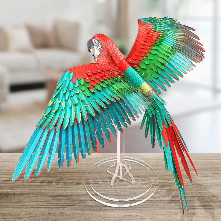 scarlet Macaw 3D metal puzzle by Piececool – DIY bird model kit