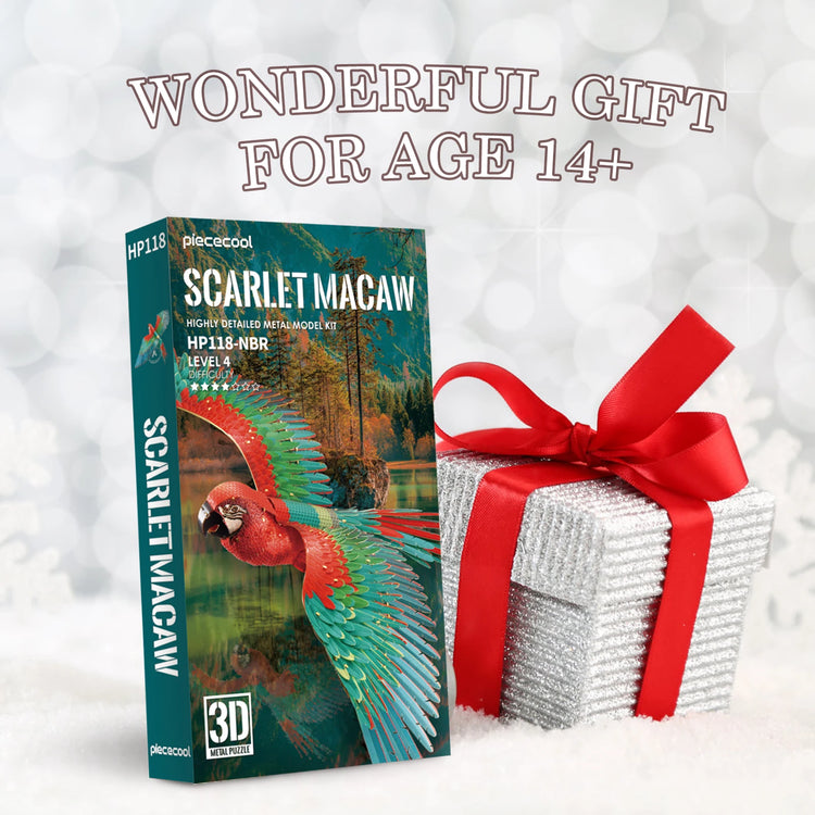 scarlet Macaw 3D metal puzzle by Piececool – DIY bird model kit