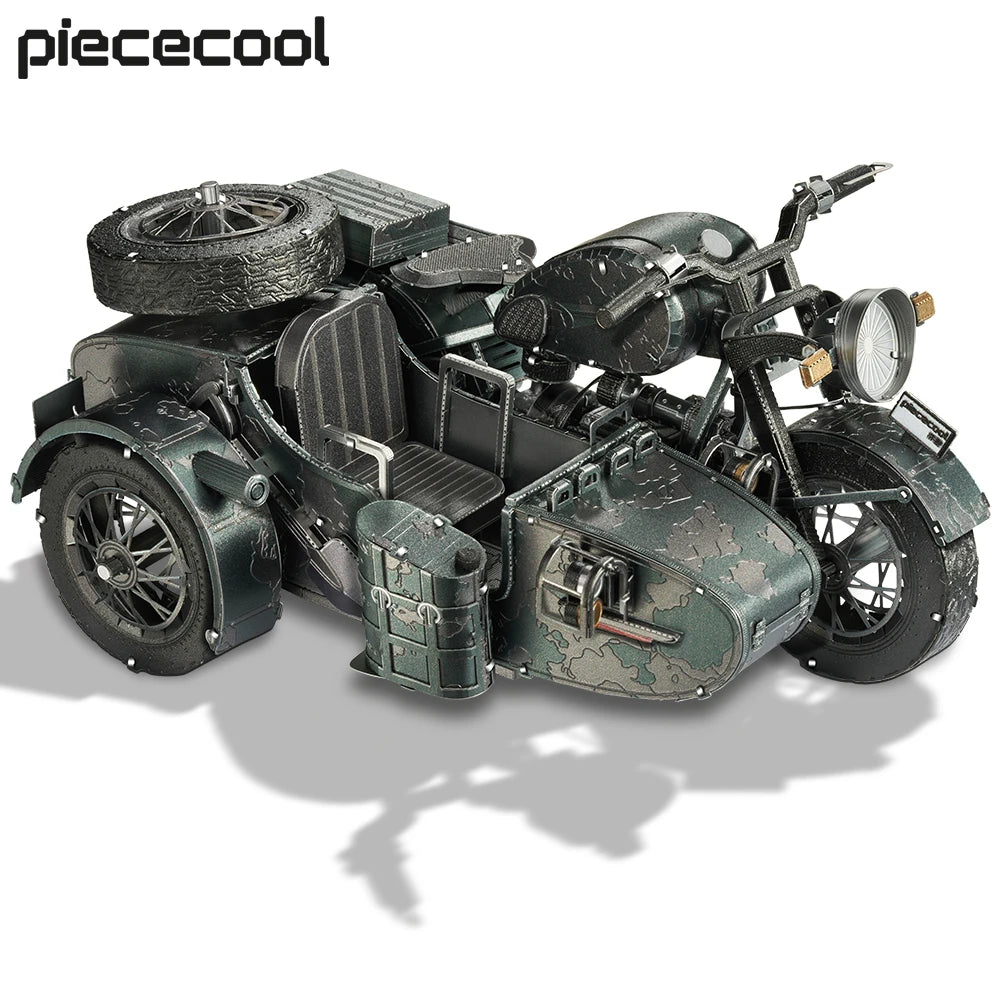 750 Military Motorcycle 3D metal puzzle by Piececool – DIY model kit for teens and adults