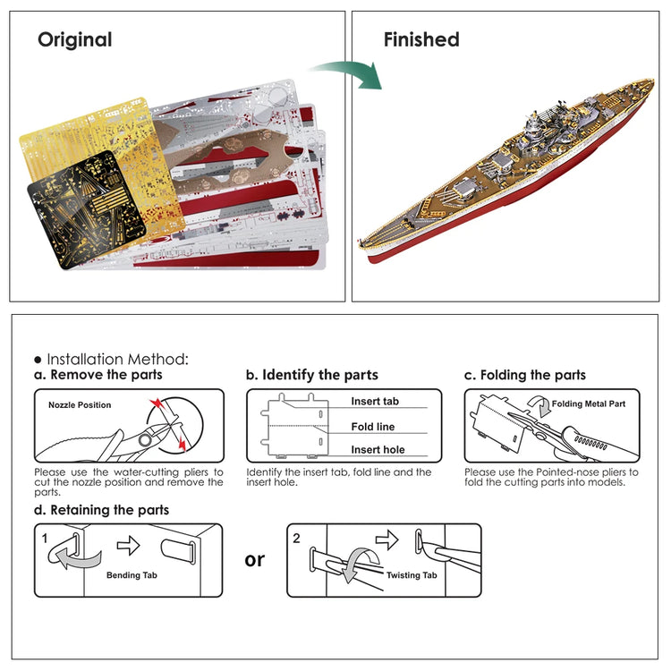 Battleship 3D metal puzzle collection by Piececool – military DIY warship model kits for adults and teens