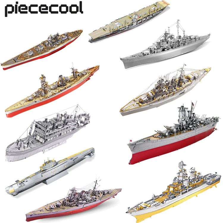 Battleship 3D metal puzzle collection by Piececool – military DIY warship model kits for adults and teens