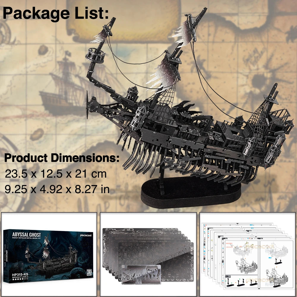 Abyssal Ghost Pirate Ship 3D metal puzzle by Piececool – fantasy DIY model kit for teens and adults